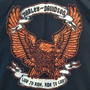 Harley Davidson Shirt Mens XL Short Sleeve Button Up Vintage Eagle Rare (E14)